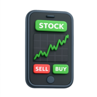 3D Smartphone Icon for Trading with Stock Market Visualization png