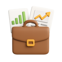 3D Briefcase with Business Charts and Simple Portfolio Design png