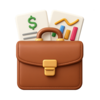 3D Briefcase with Financial Documents and Graphs for Portfolio Use png