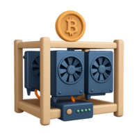 3d simples mineração equipamento com bitcoin símbolo representação png