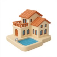 Elegant Villa Design with Pool and Charming Architecture Elements png