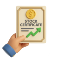 Hand Holding Simple Stock Certificate with Arrow Growth Symbol png