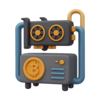 3D Model of a Simple Crypto Mining Rig with Bitcoin Icon Design png