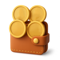 Modern Wallet with Gold Coins in a Minimalistic Design png