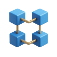 3D Blue Blocks with Connections Representing a Network Concept png