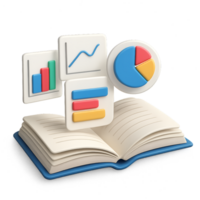 Colorful Data Visualization with Open Book and Graph Elements png