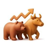 Bear and Bull Symbols Representing Market Trends and Financial Concepts png