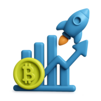 Simple Crypto Growth Icon with Rocket and Chart Design Elements png