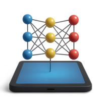 3D Neural Network Model on Modern Display with Colored Nodes png