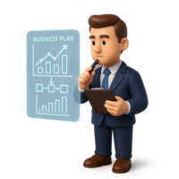 Business Analysis with Holographic Display and Personal Assistant png
