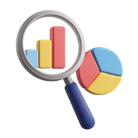 3D Chart Analysis with Magnifying Glass for Simple Insights png