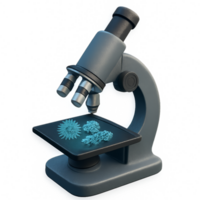 Detailed 3D Microscope Examination of Biological Samples in Studio png