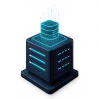 Futuristic Server with Database Visuals and Digital Effects png