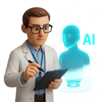 Researcher Exploring Holographic AI Technology for Future Applications png