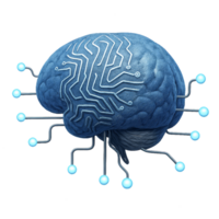3D Brain Concept with Circuitry Design and Simple Connections png