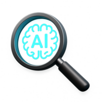 Magnified AI Brain Concept with Simple Design Elements png