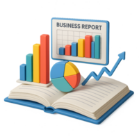 Dynamic 3D Business Report Design with Charts and Graphs png