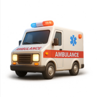 3D Model of Simple Ambulance in Motion for Emergency Services png