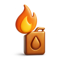 3D Illustration of Fuel Container with Flame Icon in Simple Design png