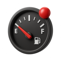 Simple Fuel Gauge Indicating Near Empty Status with Red Warning Light png