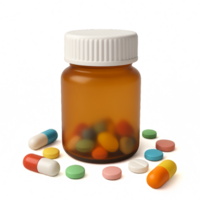 Colorful Pills on Display with Simple Container and Background png