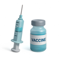 3D Render of Syringe and Vial with Vaccine Label for Medical Use png