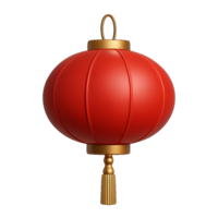 Simple 3D Red Lantern Design with Golden Accent and Tassel png