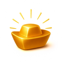 Shiny Golden Ingot with Radiant Rays on a Dark Background png