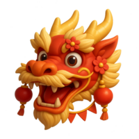 Festive Dragon Head with Colorful Features and Cheerful Expression png