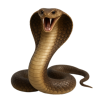 Realistic 3D Render of a Cobra Snake with Open Hood Displaying Fangs png