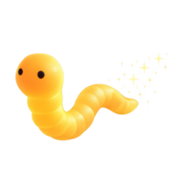 Glowing Yellow Worm with Sparkles on a Transparent Background png
