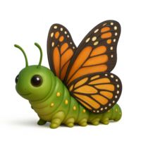 Elegant Caterpillar with Colorful Winged Features in Nature Setting png