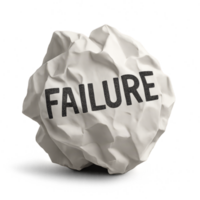 Crumpled Paper with Failure Message Symbolizing Setbacks and Challenges png