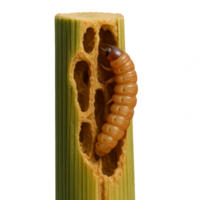 Detailed View of Insect Larvae Infesting Rice Plant Stem png