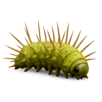 Toxic Caterpillar in 3D Render with Spiky Skin and Realistic Details png
