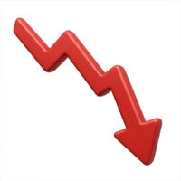 Red 3D Arrow Icon Representing Downward Trend in Simple Design png