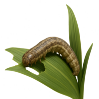 Realistic 3D Armyworm on Corn Leaf in Natural Environment png