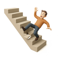 3D Staircase Mishap with Character Falling in a Simple Setting png