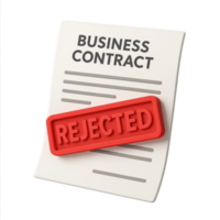 Rejected Business Contract with Red Stamp Mark on Paper Document png