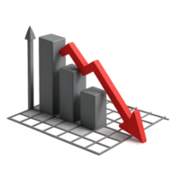 3D Graph Representation of Plummeting Trend in Business Analysis png
