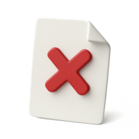 Rejected Document Symbol with Red Cross 3D Illustration Design png