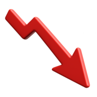 3D Red Arrow Pointing Downward in a Simple Design for Graphics png