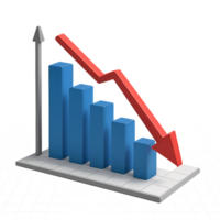 3D Graph Depicting Plummeting Trends in Simple Design png