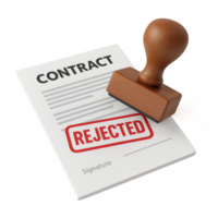 Rejected Contract Document with a Wooden Stamp and Signature Line png