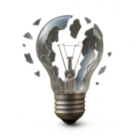 Broken Lightbulb Symbolizing Ideas and Innovation Challenges png