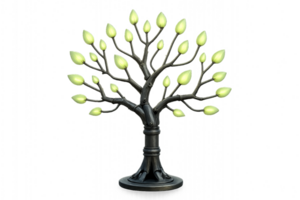 Futuristic Robotic Tree with Illuminated Leaves in Modern Style png