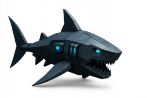 Futuristic Robotic Shark Design with Geometric Features png