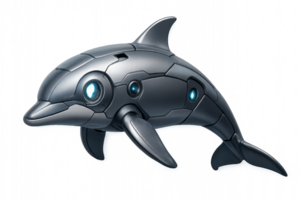 3D Robotic Dolphin Design in Metallic Finish for Innovative Projects png