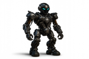 Futuristic Robot Design with Motorcycle Elements in a Dynamic Pose png