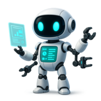 Futuristic Robot Assistant with Digital Display and Friendly Design png